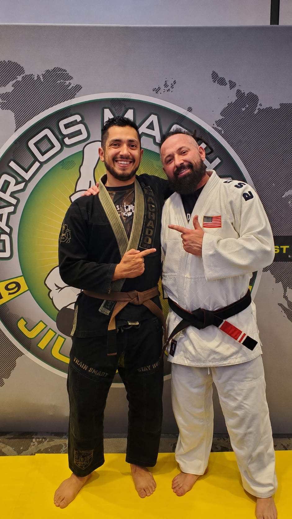 Coach Elias with a black belt training partner